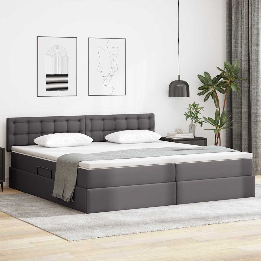 Letto con contenitore e materasso Grigio 200 x 200 cm