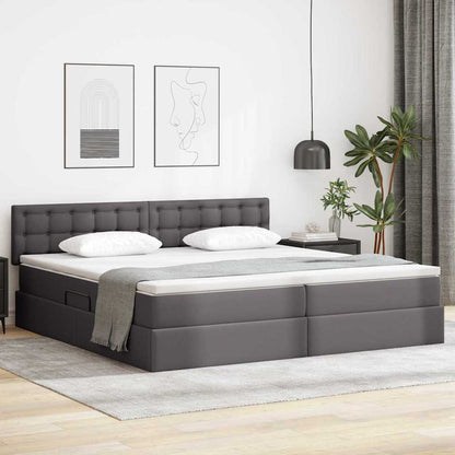 Letto con contenitore e materasso Grigio 200 x 200 cm