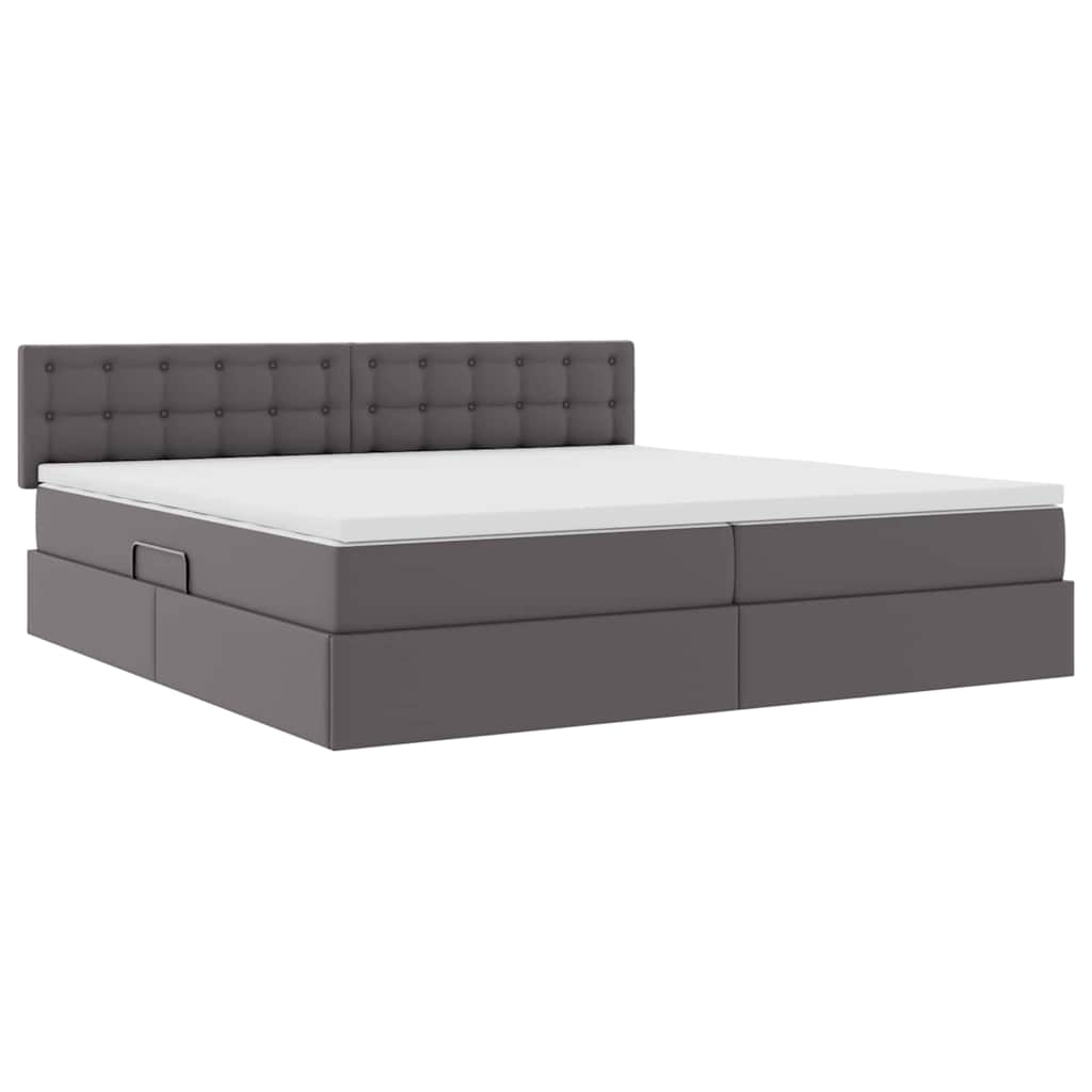 Letto con contenitore e materasso Grigio 200 x 200 cm