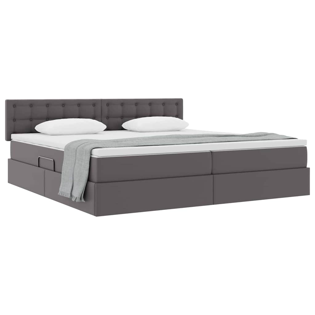 Letto con contenitore e materasso Grigio 200 x 200 cm