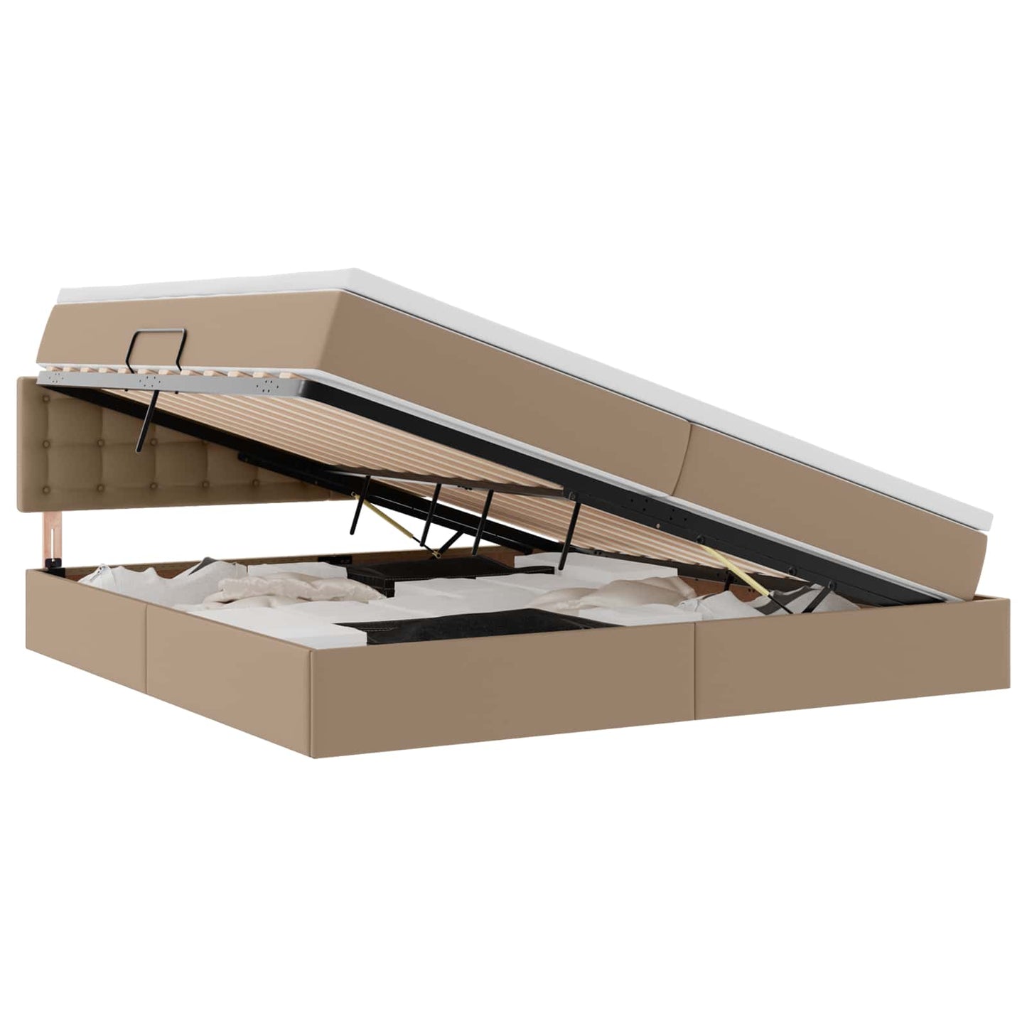 Letto con contenitore e materasso Cappuccino 200 x 200 cm