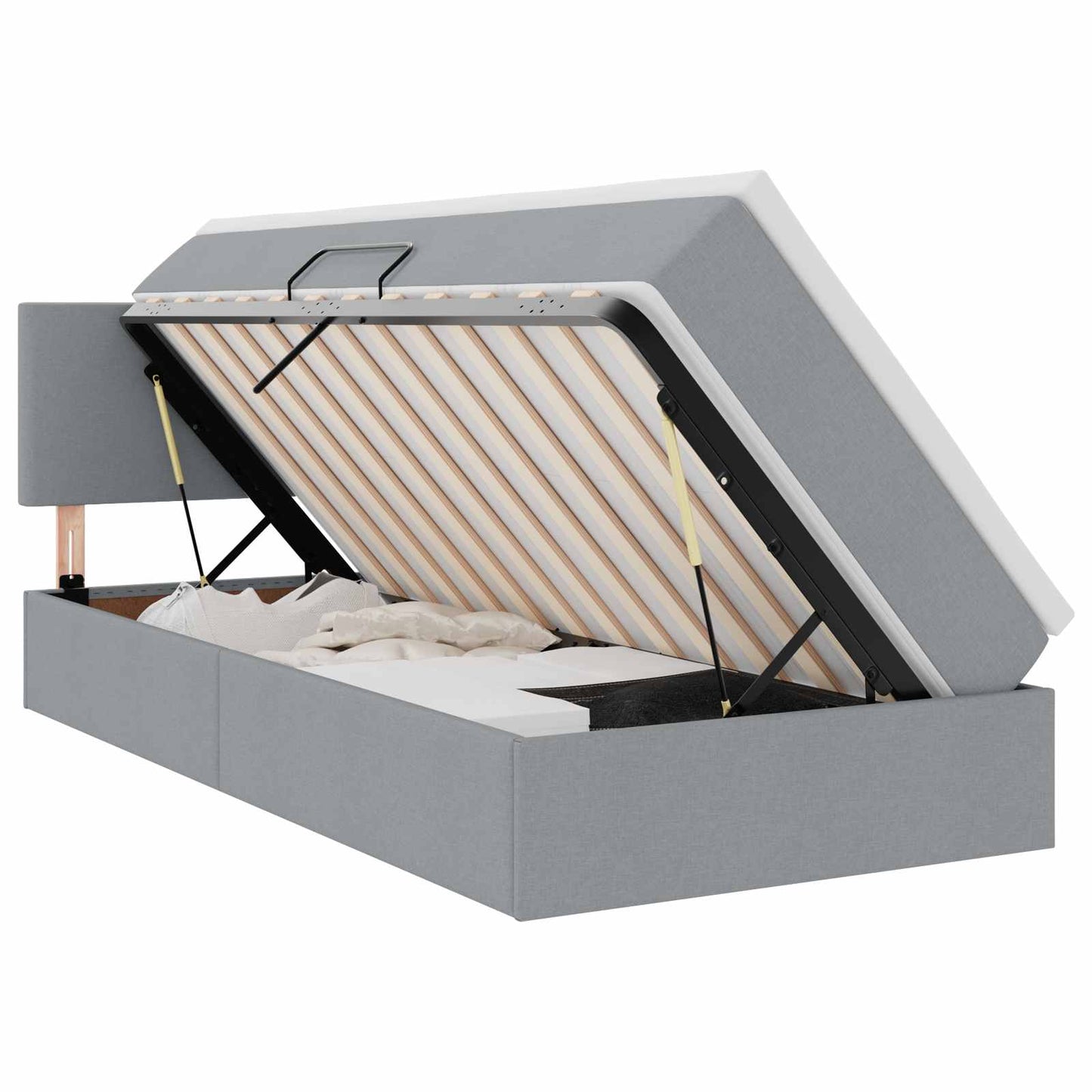 Letto con contenitore e materasso Grigio chiaro 90 x 190 cm