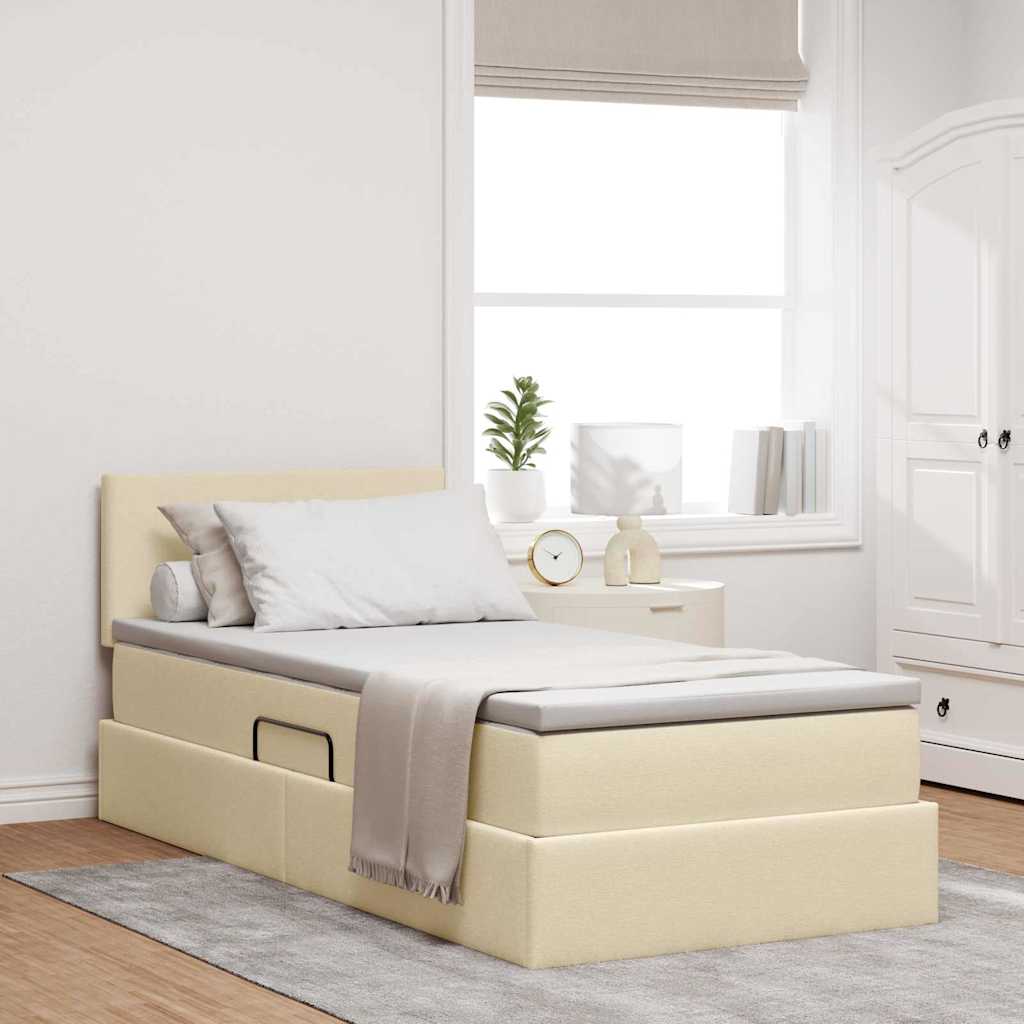 Letto con contenitore e materasso Crema 90 x 190 cm