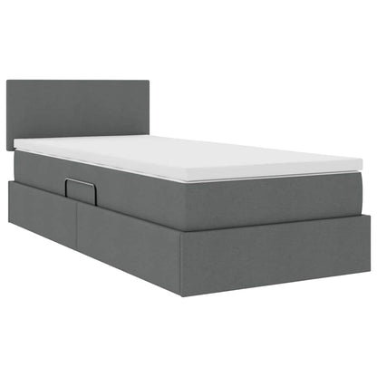 Letto con contenitore e materasso Grigio scuro 90 x 200 cm