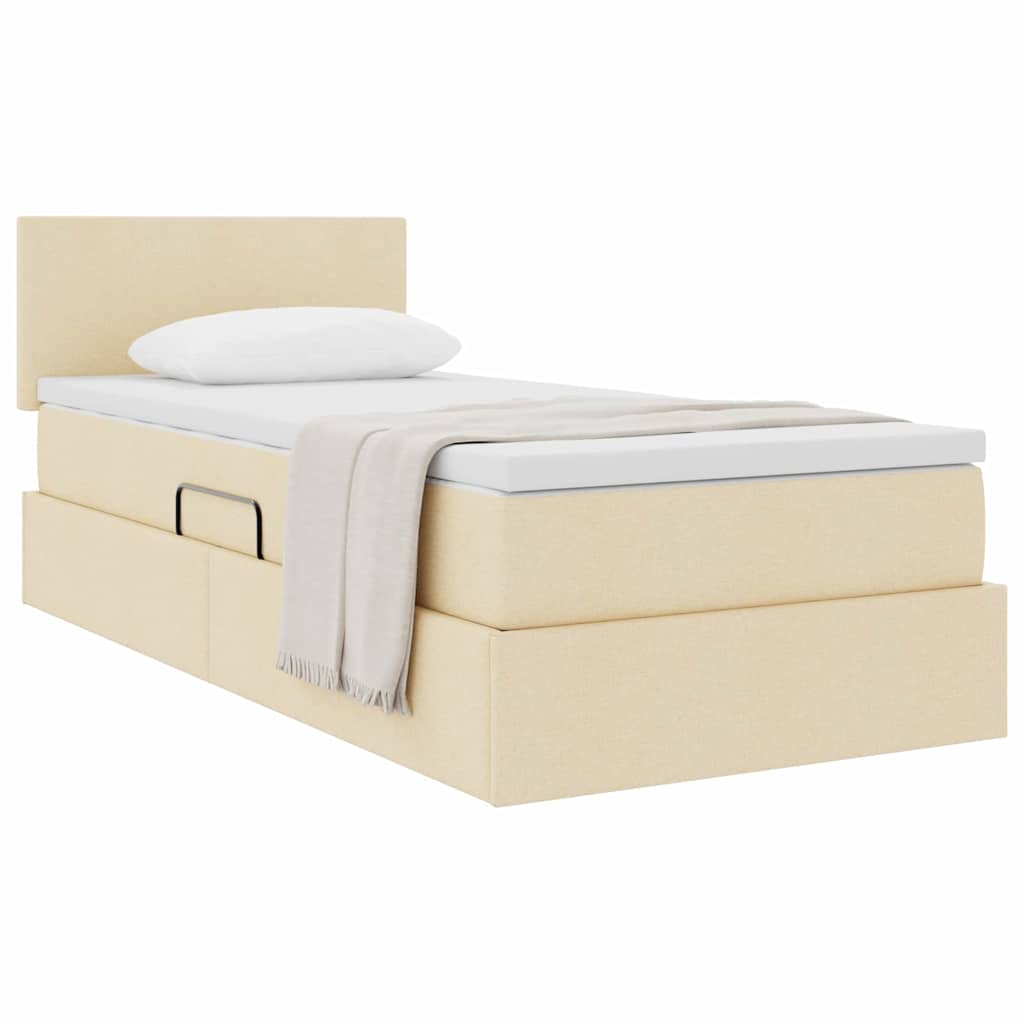 Letto con contenitore e materasso Crema 90 x 200 cm