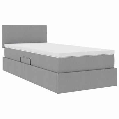 Letto con contenitore e materasso Grigio chiaro 100 x 200 cm