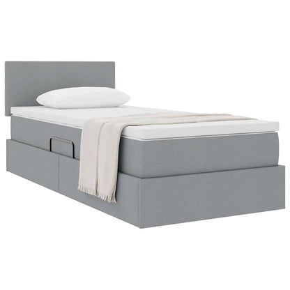 Letto con contenitore e materasso Grigio chiaro 100 x 200 cm