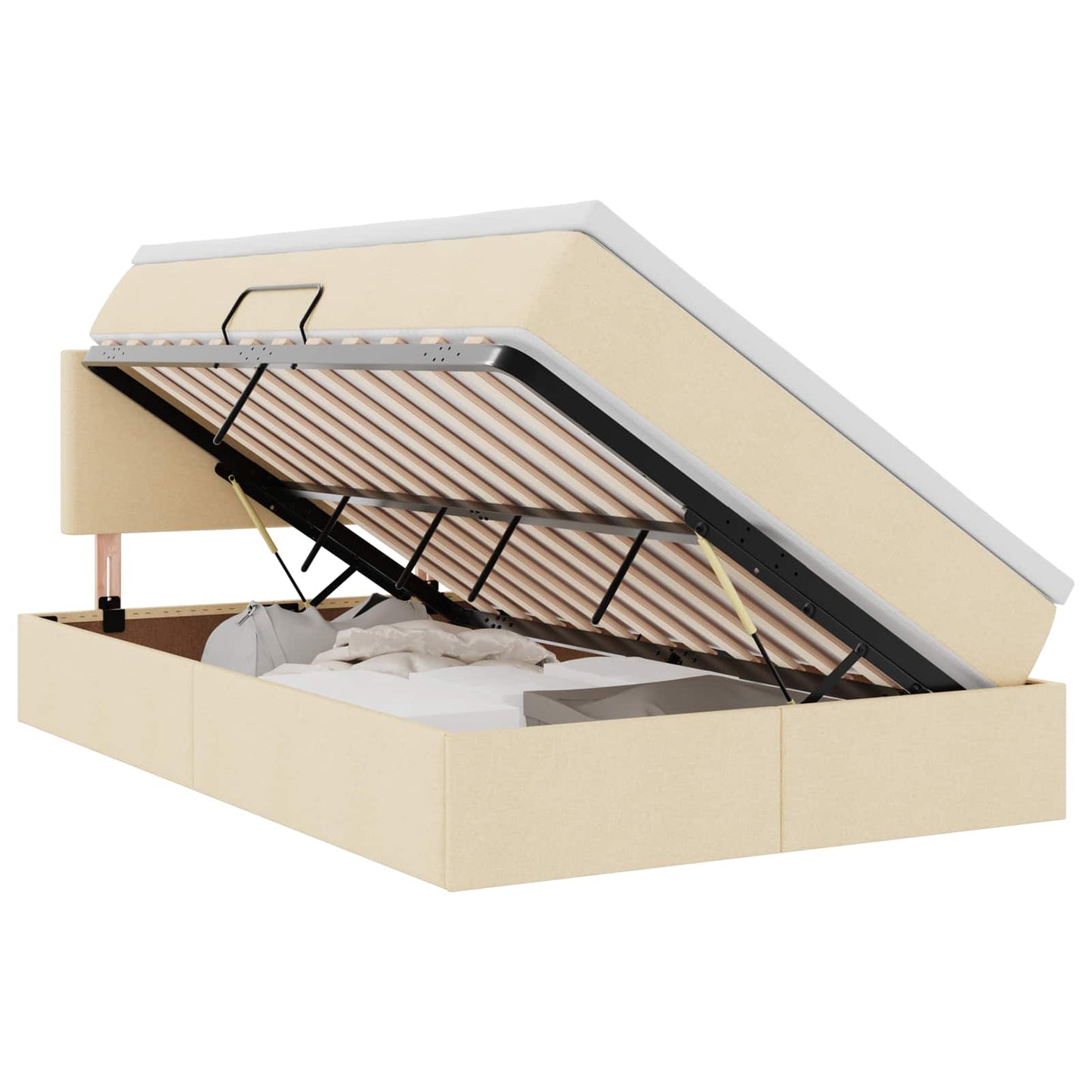 Letto con contenitore e materasso Crema 120 x 190 cm