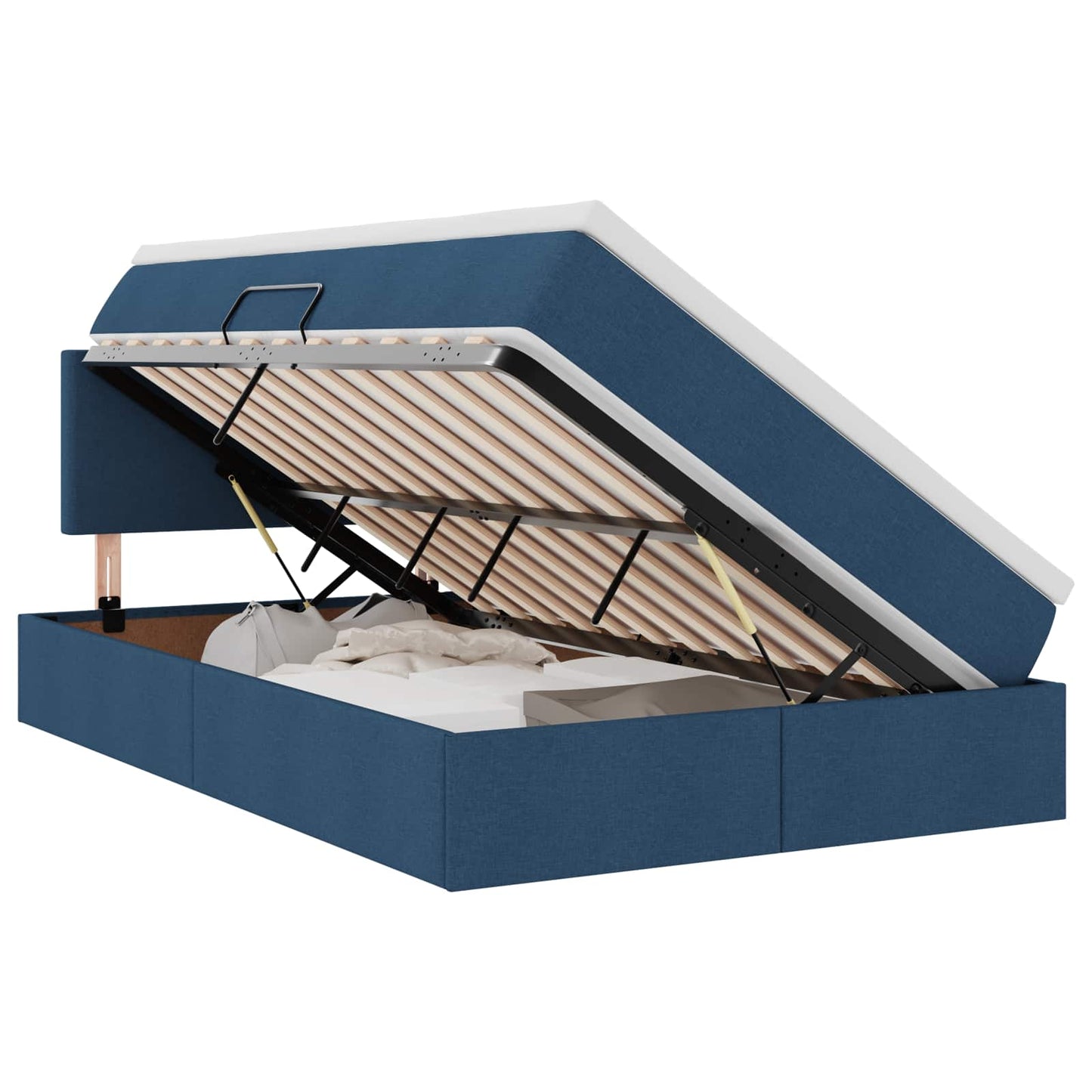 Letto con contenitore e materasso con testiera Blu 120 x 190 cm