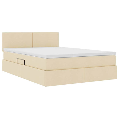 Letto con contenitore e materasso Crema 140 x 190 cm