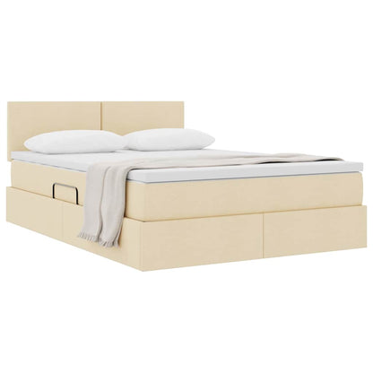 Letto con contenitore e materasso Crema 140 x 190 cm