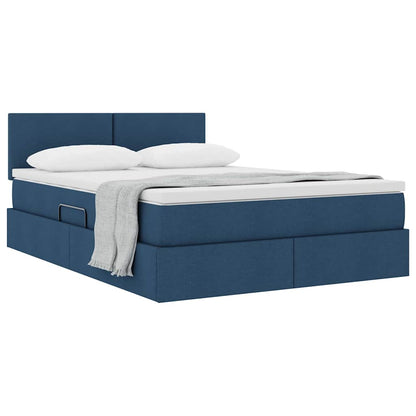 Letto con contenitore e materasso con testiera Blu 140 x 190 cm