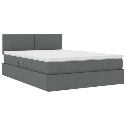 Letto con contenitore e materasso Grigio scuro 140 x 200 cm