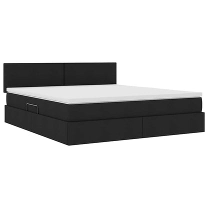 Letto con contenitore e materasso Nero 160 x 200 cm