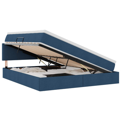 Letto con contenitore e materasso con testiera Blu 160 x 200 cm