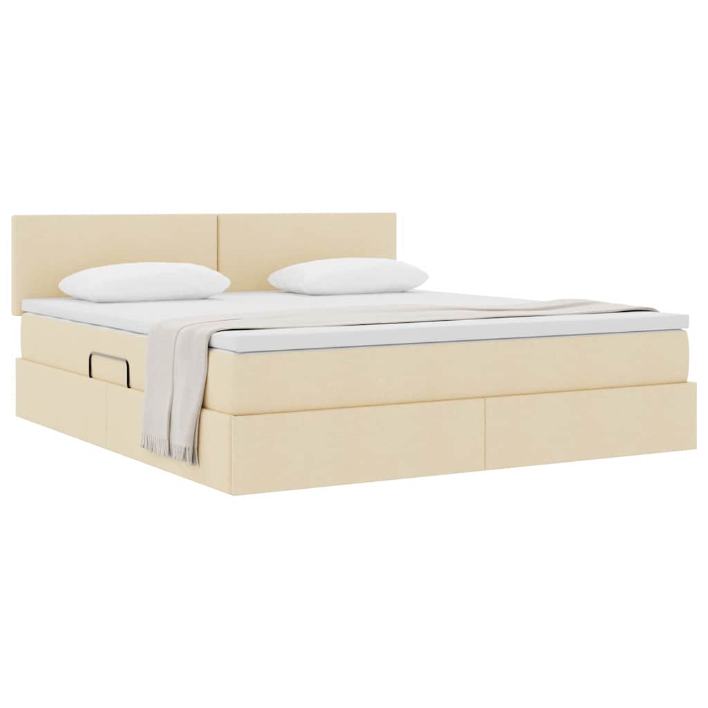 Letto con contenitore e materasso Crema 180 x 200 cm
