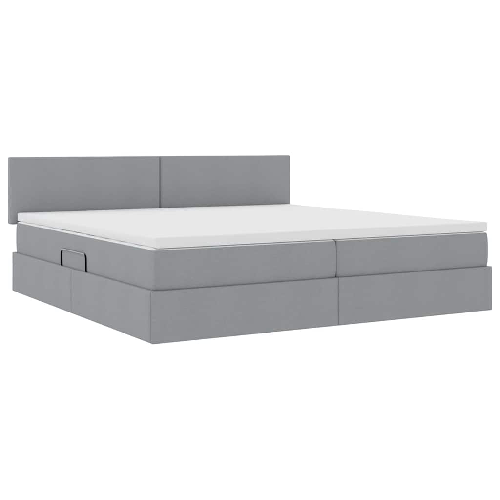 Letto con contenitore e materasso Grigio chiaro 200 x 200 cm