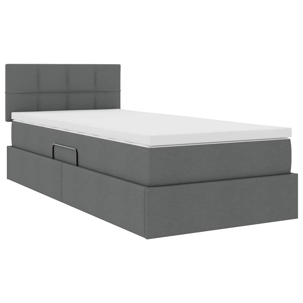 Letto con contenitore e materasso Grigio scuro 90 x 190 cm