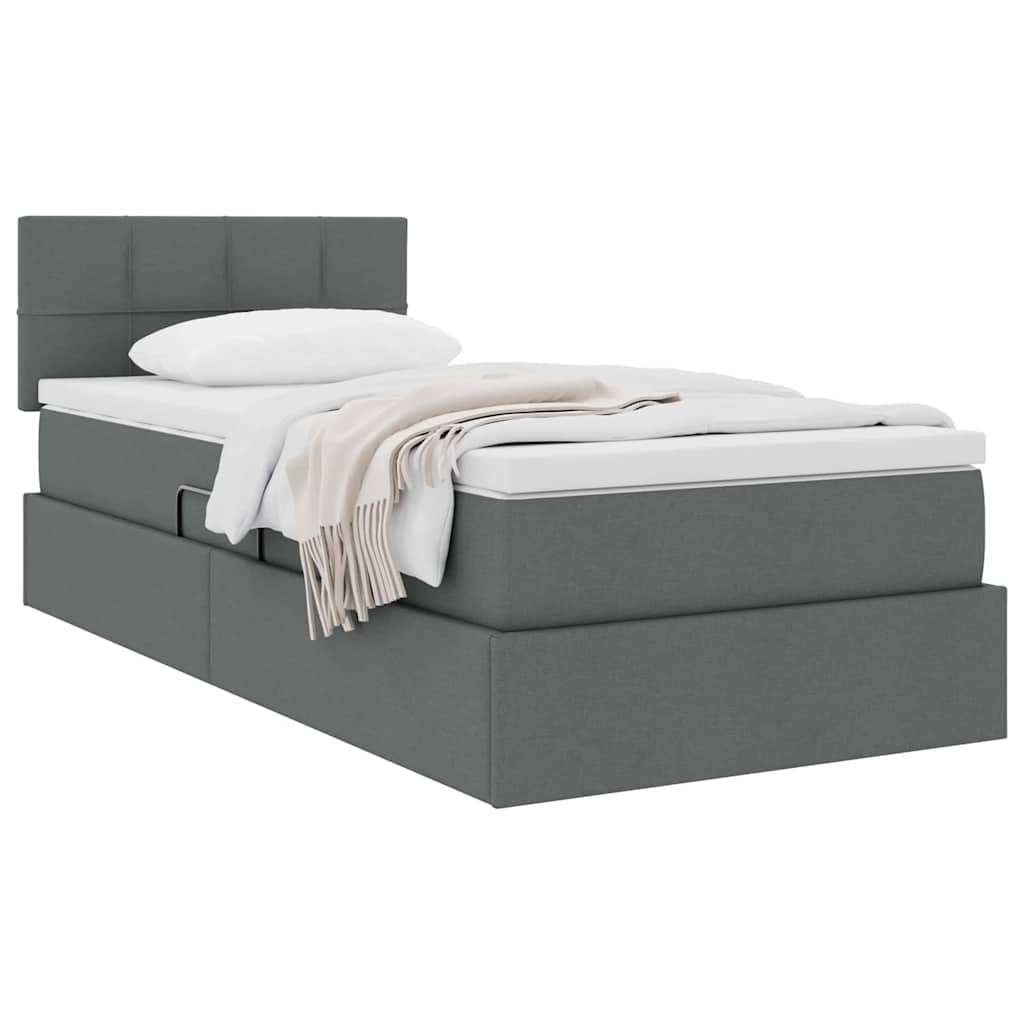 Letto con contenitore e materasso Grigio scuro 90 x 190 cm