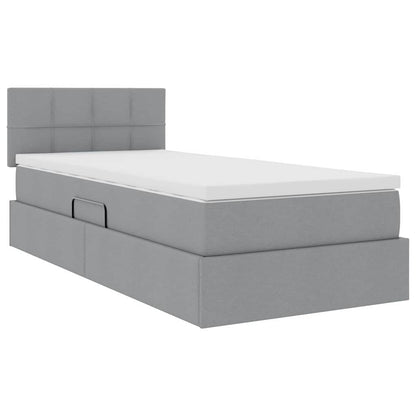 Letto con contenitore e materasso Grigio chiaro 90 x 200 cm