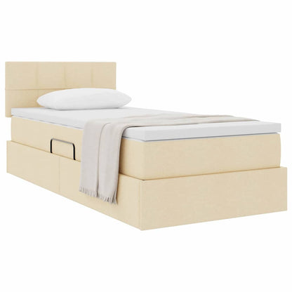 Letto con contenitore e materasso Crema 100 x 200 cm