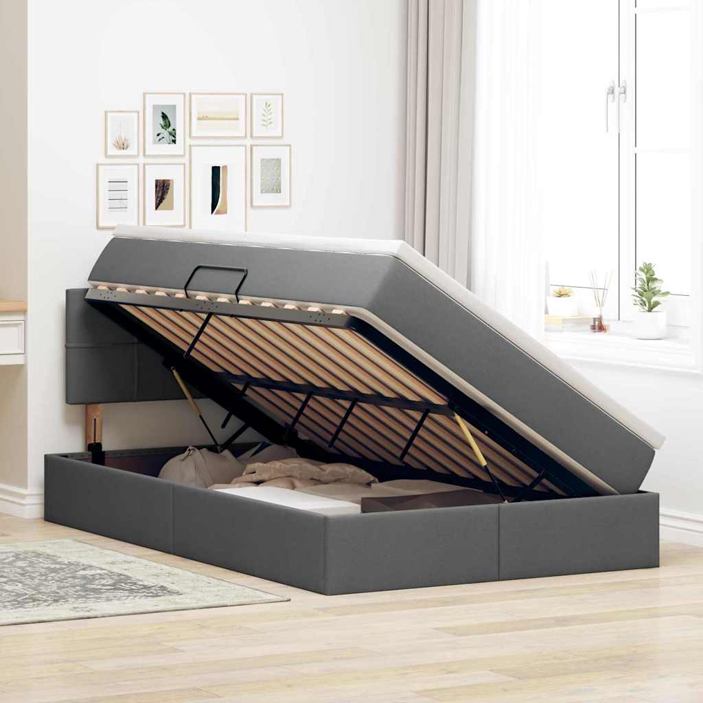 Letto con contenitore e materasso Grigio scuro 120 x 200 cm