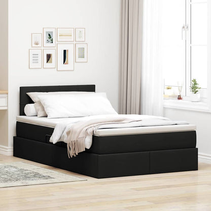 Letto con contenitore e materasso Nero 120 x 200 cm