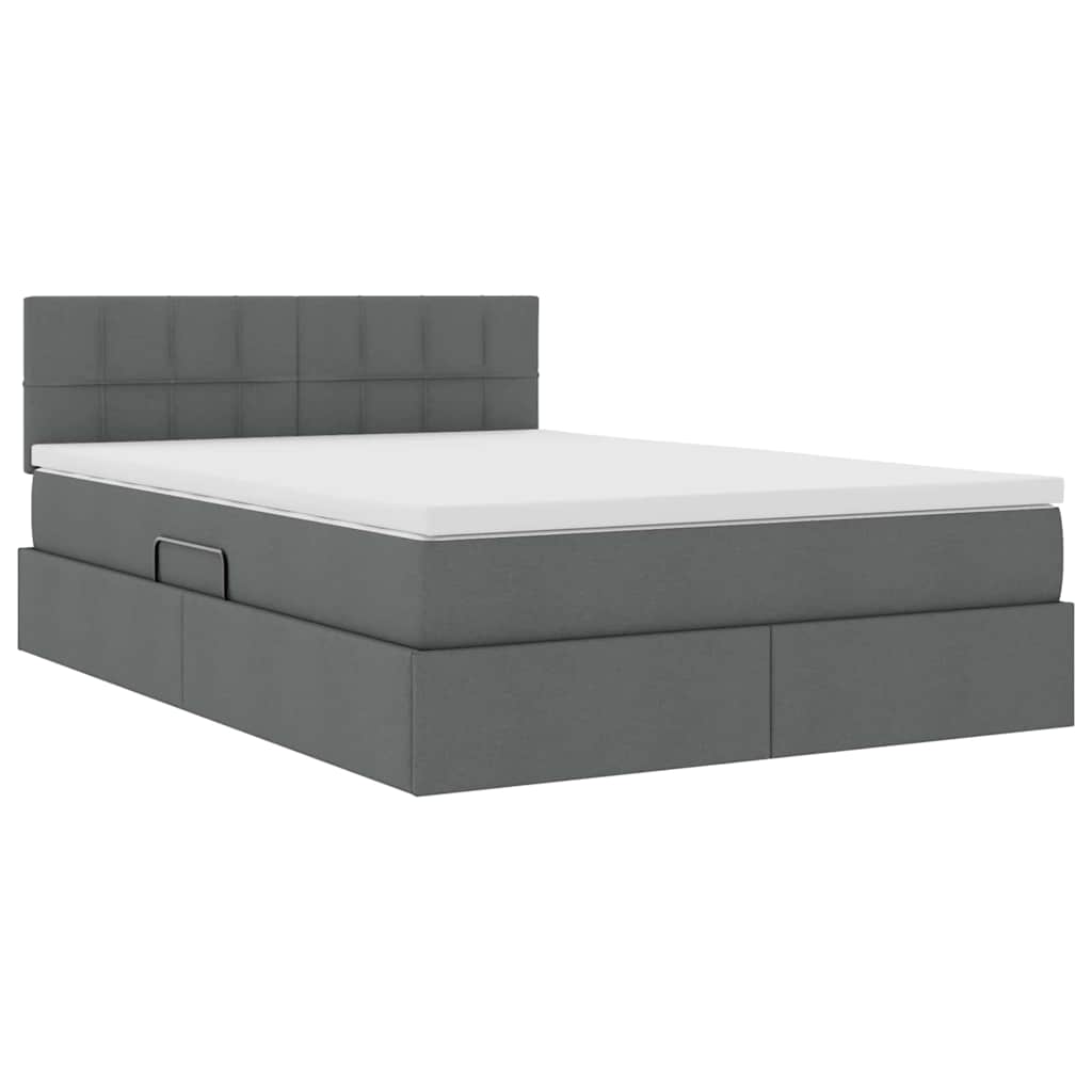Letto con contenitore e materasso Grigio scuro 140 x 190 cm
