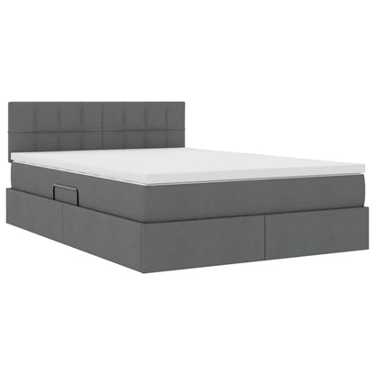 Letto con contenitore e materasso Grigio scuro 140 x 190 cm