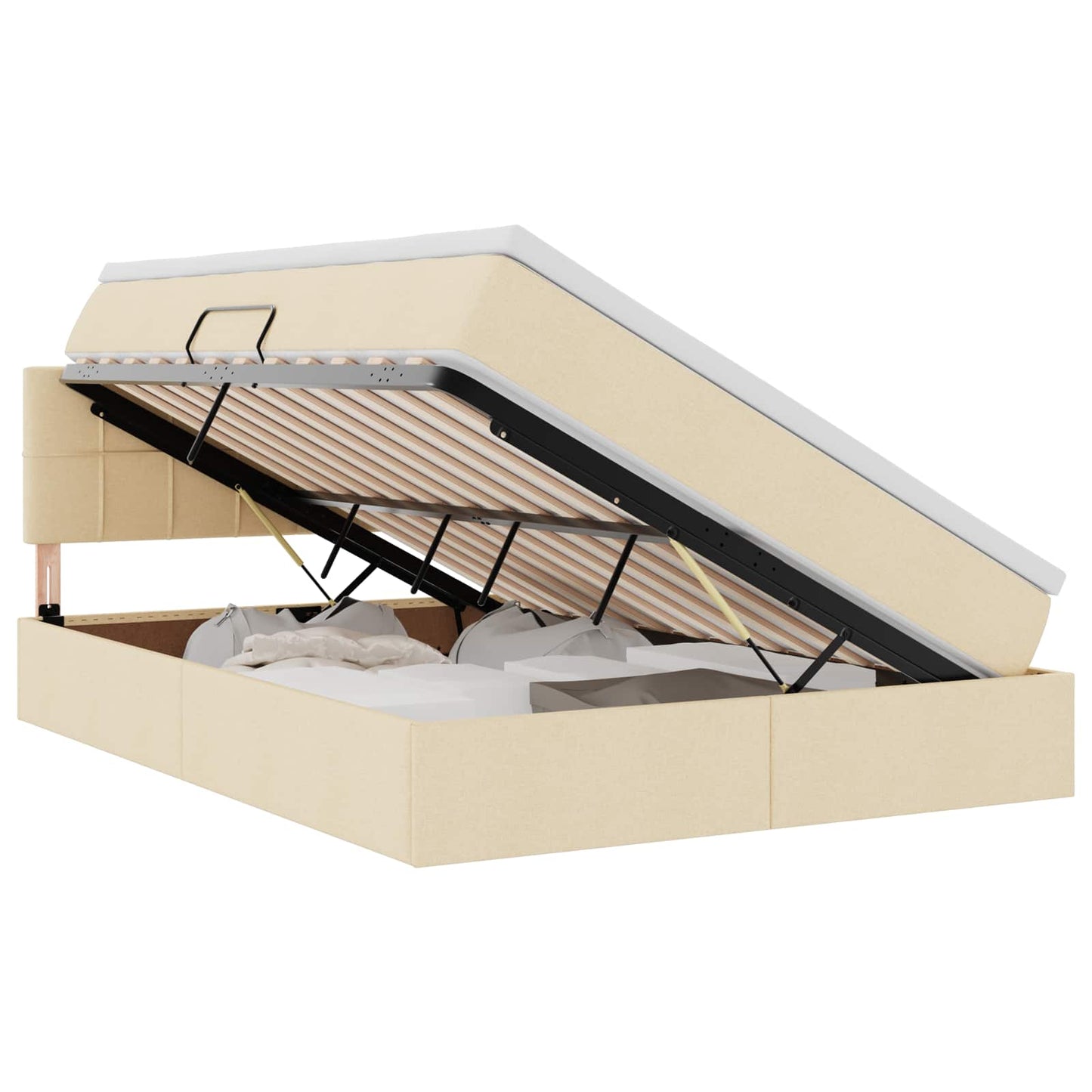Letto con contenitore e materasso Crema 140 x 190 cm