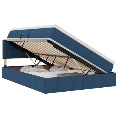 Letto con contenitore e materasso con testiera Blu 140 x 190 cm