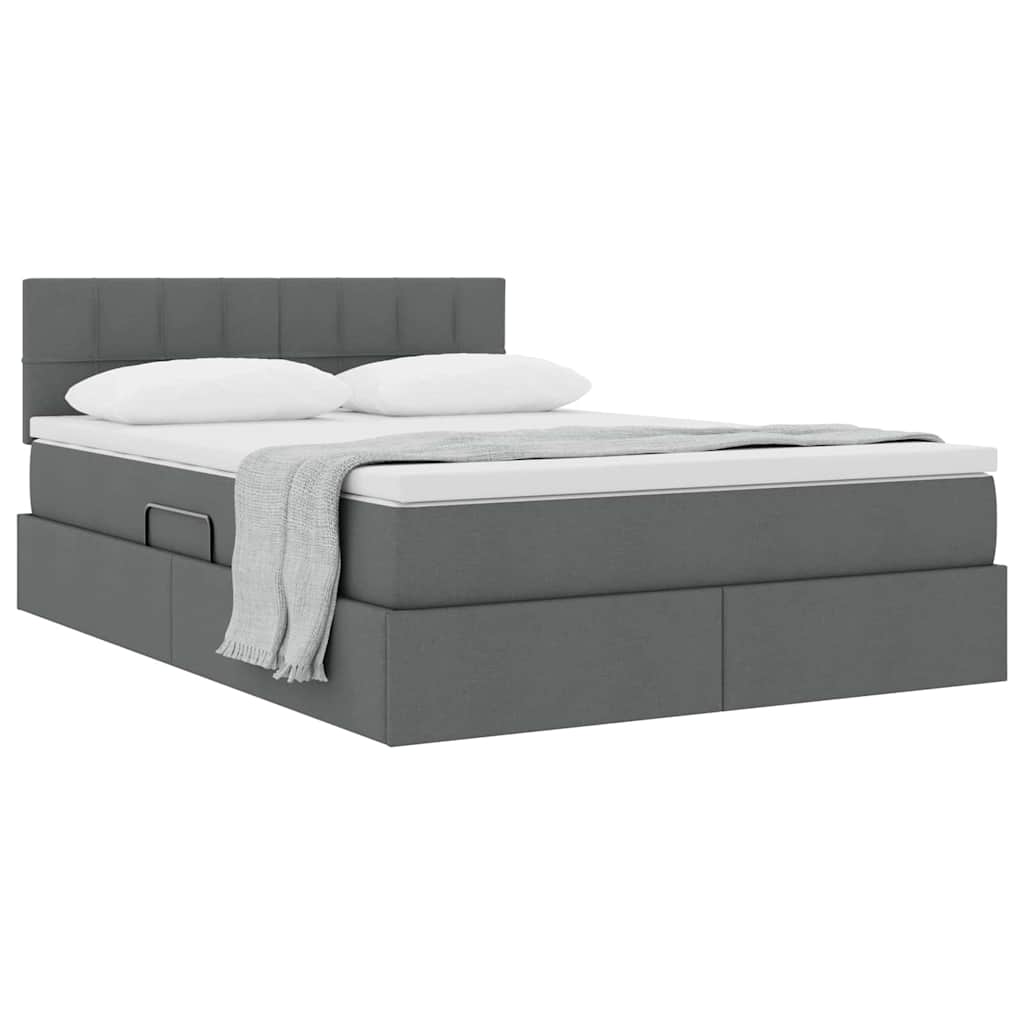 Letto con contenitore e materasso Grigio scuro 140 x 200 cm