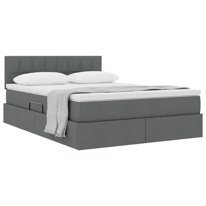 Letto con contenitore e materasso Grigio scuro 140 x 200 cm