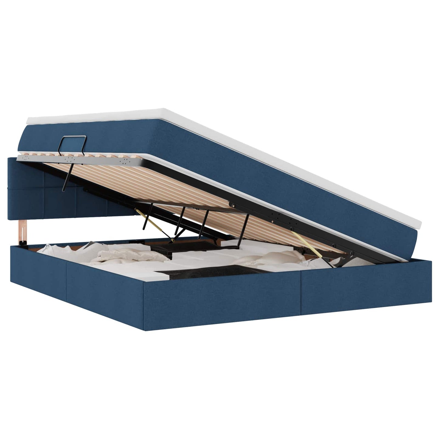 Letto con contenitore e materasso con testiera Blu 160 x 200 cm