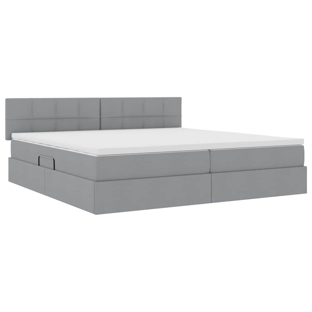 Letto con contenitore e materasso Grigio chiaro 200 x 200 cm