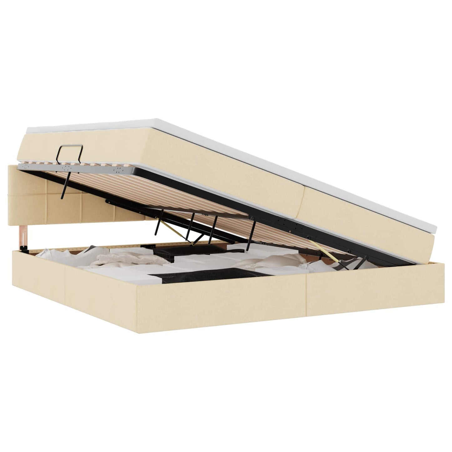 Letto con contenitore e materasso Crema 200 x 200 cm