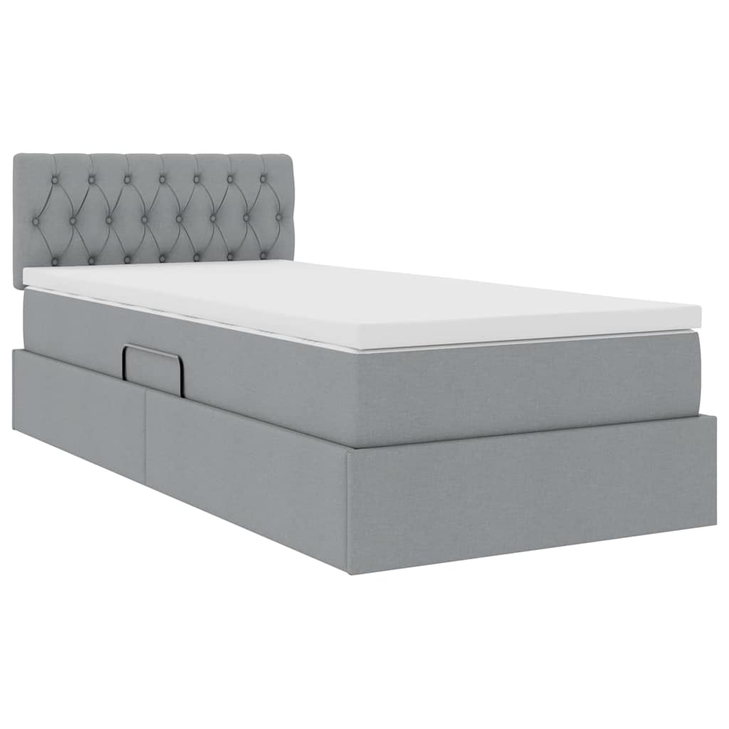 Letto con contenitore e materasso Grigio chiaro 90 x 190 cm