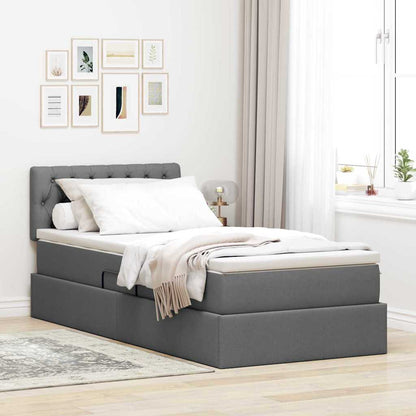 Letto con contenitore e materasso Grigio scuro 90 x 190 cm