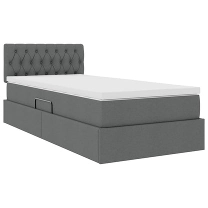 Letto con contenitore e materasso Grigio scuro 90 x 190 cm
