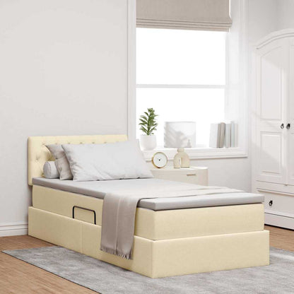 Letto con contenitore e materasso Crema 90 x 190 cm