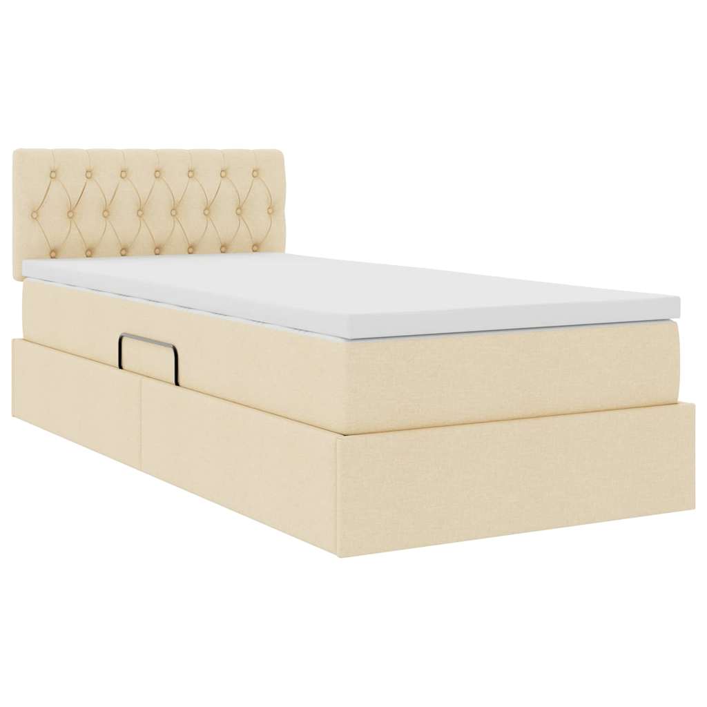 Letto con contenitore e materasso Crema 90 x 190 cm