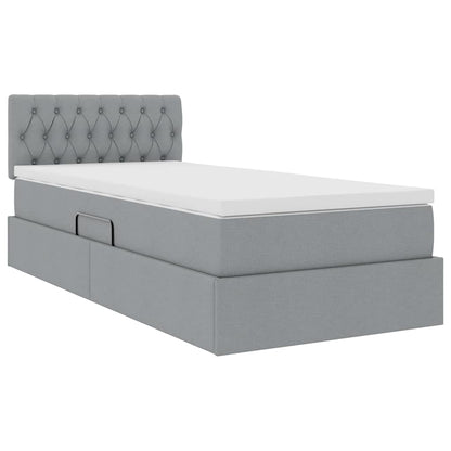 Letto con contenitore e materasso Grigio chiaro 90 x 200 cm