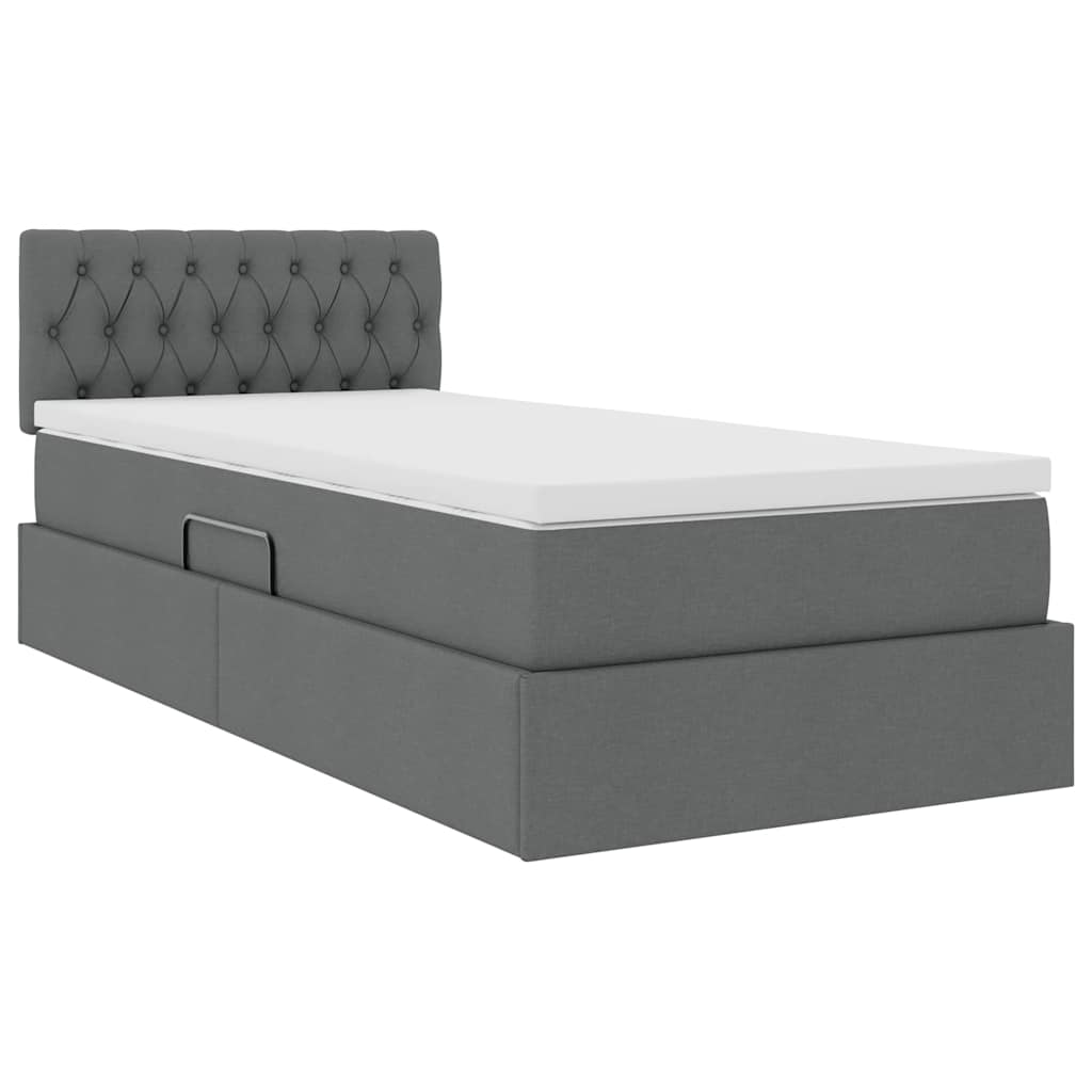 Letto con contenitore e materasso Grigio scuro 100 x 200 cm