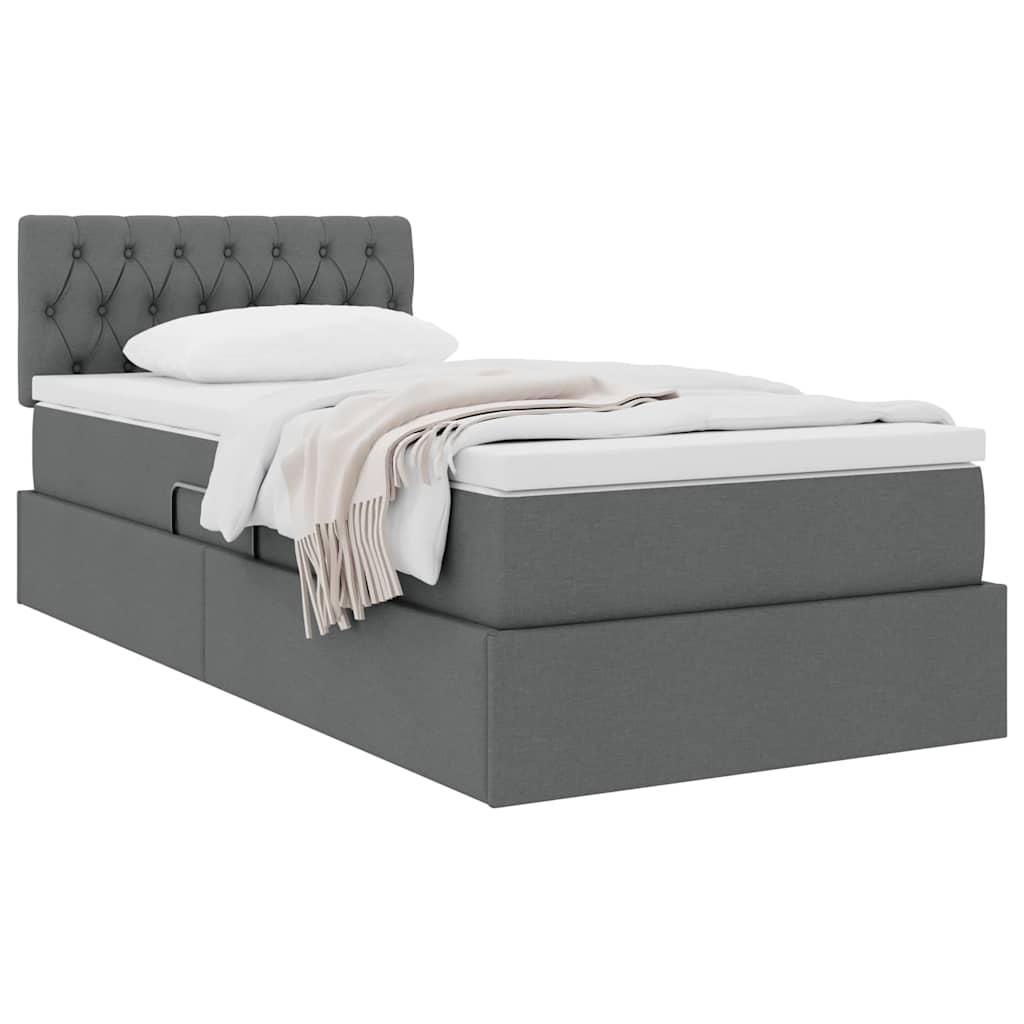 Letto con contenitore e materasso Grigio scuro 100 x 200 cm