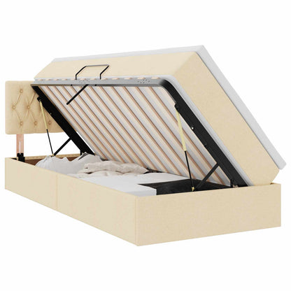 Letto con contenitore e materasso Crema 100 x 200 cm