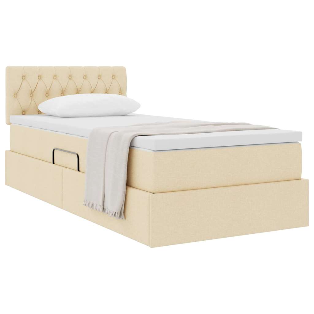 Letto con contenitore e materasso Crema 100 x 200 cm
