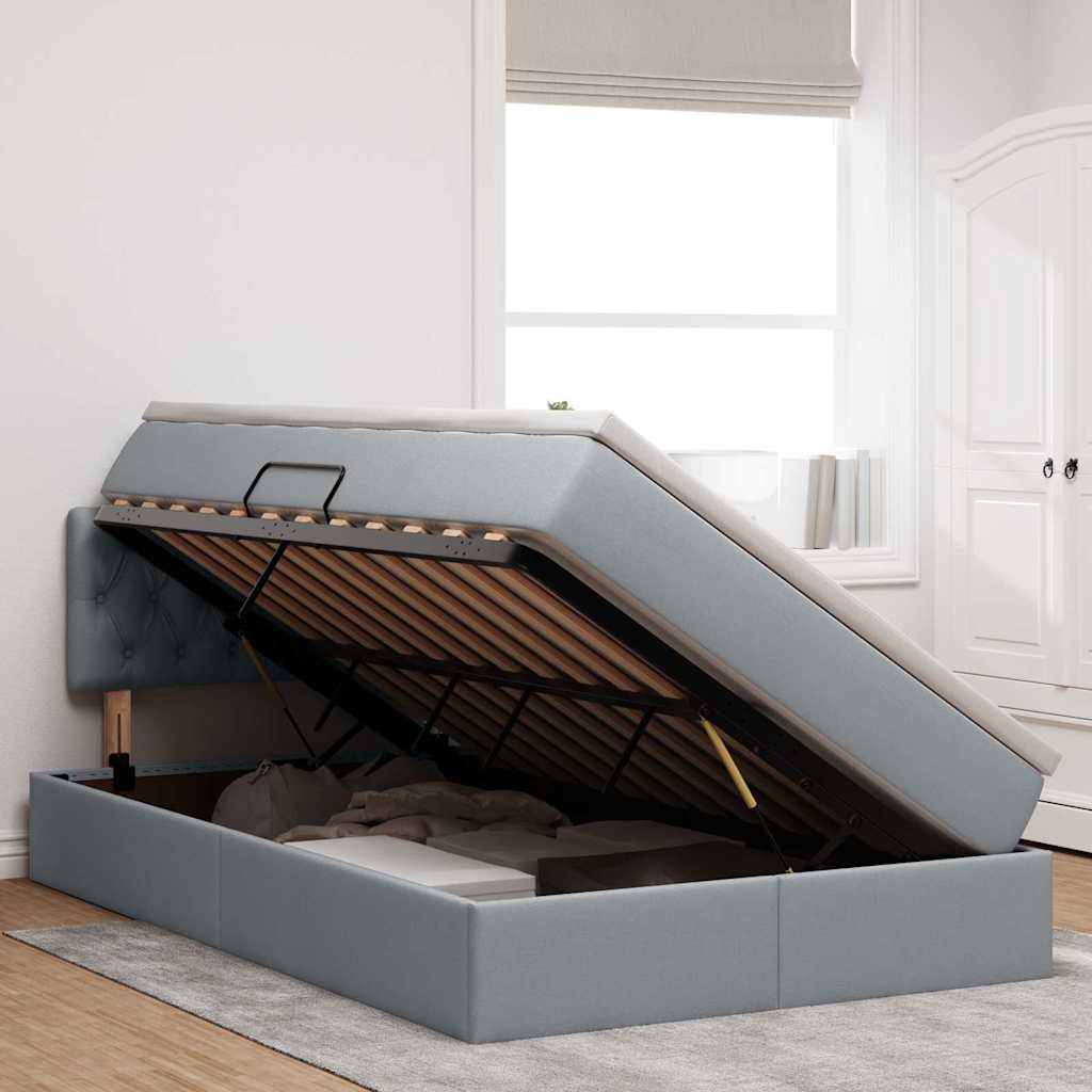 Letto con contenitore e materasso Grigio chiaro 120 x 190 cm
