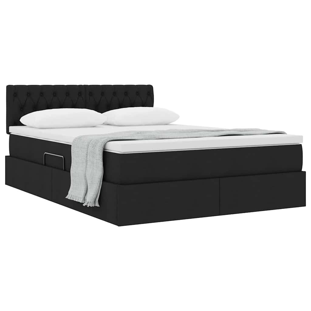 Letto con contenitore e materasso Nero 140 x 200 cm