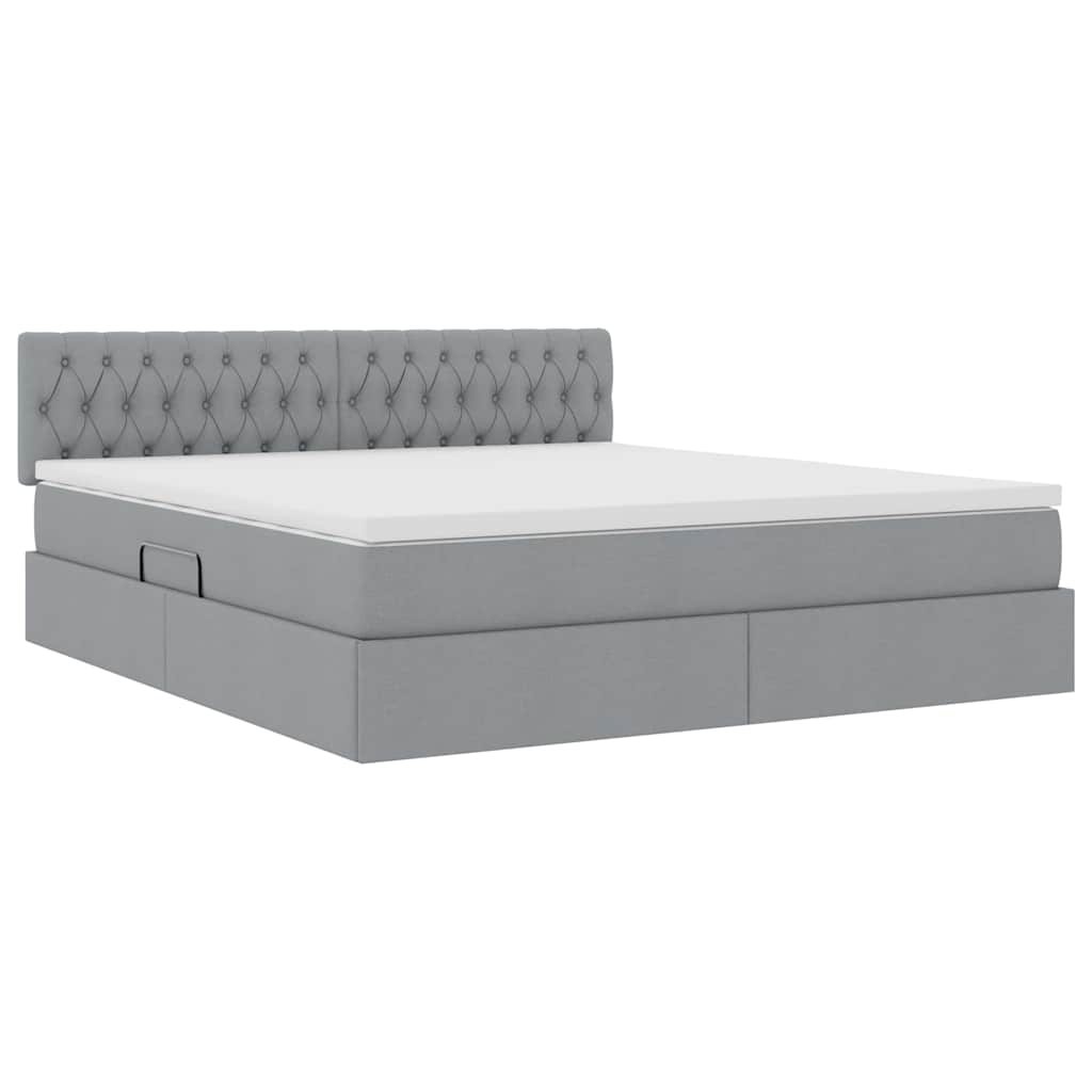 Letto con contenitore e materasso Grigio chiaro 180 x 200 cm