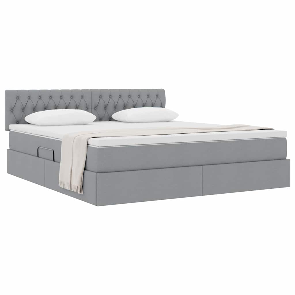 Letto con contenitore e materasso Grigio chiaro 180 x 200 cm